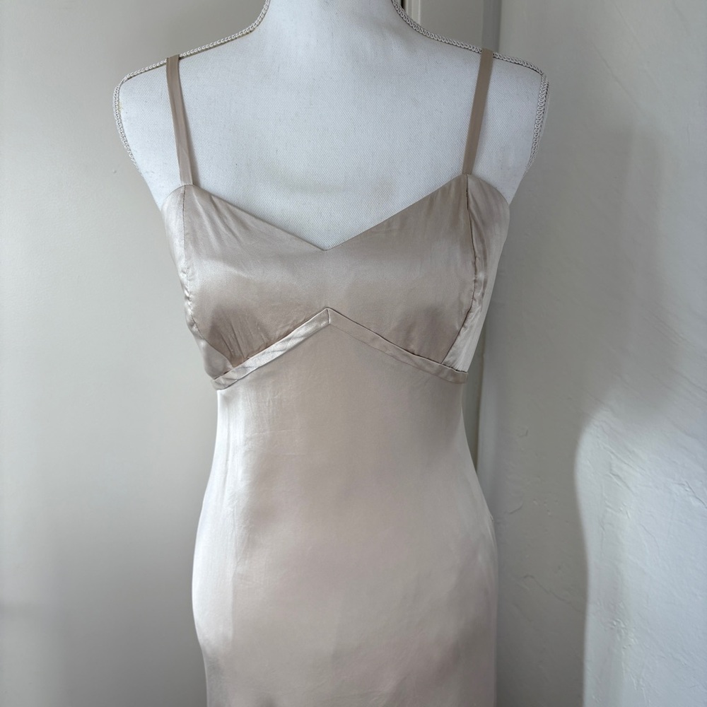 Silk Satin Classic Spaghetti Strap Slip Gown S - Picture 4 of 10